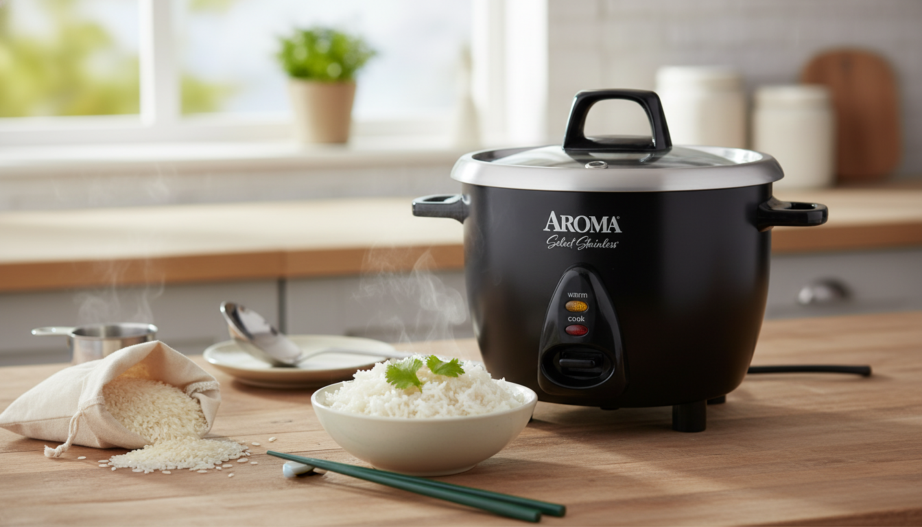3-Cup Stainless Rice Cooker: One-Touch Cook & Keep Warm