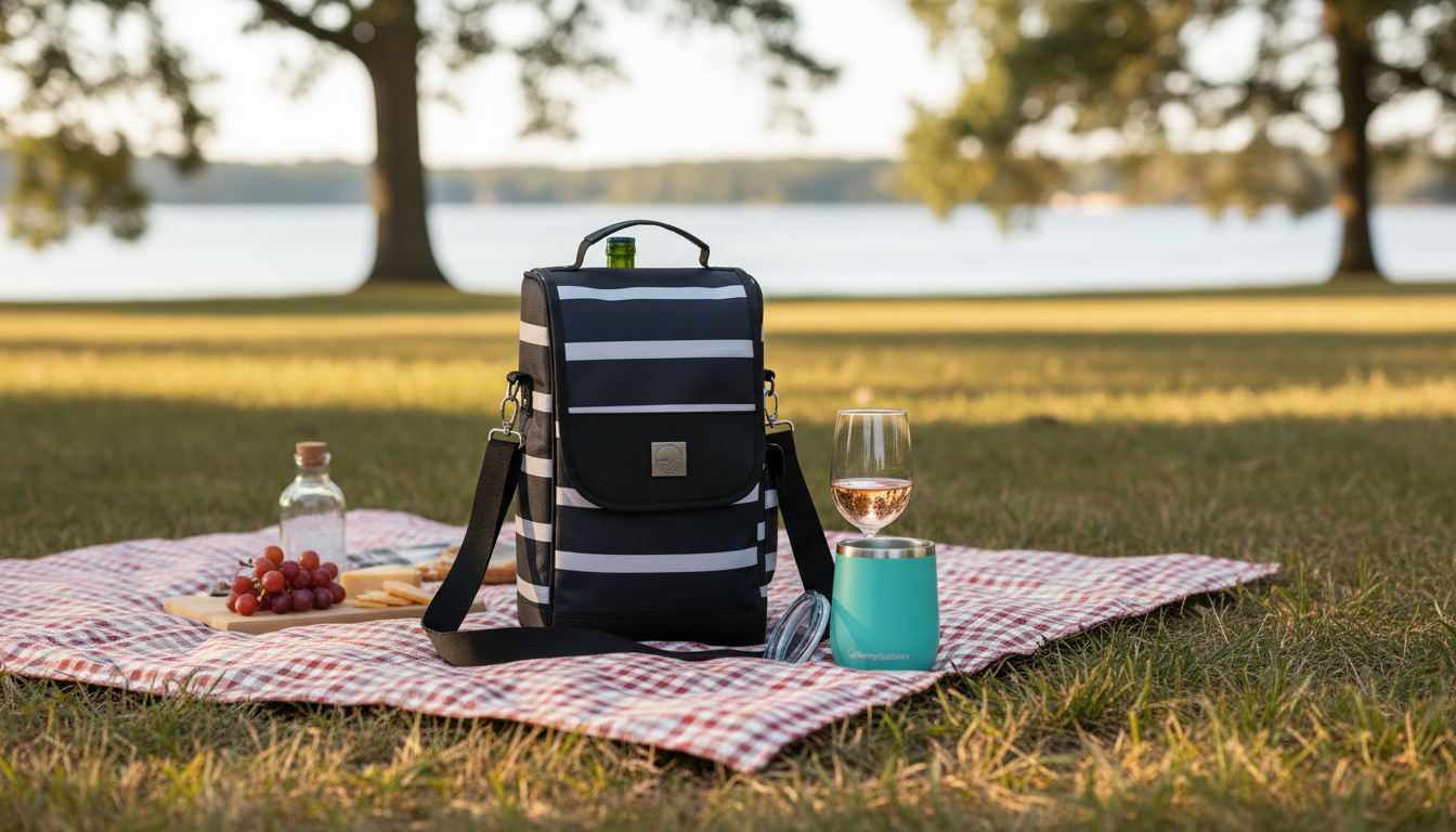 Insulated Wine Tote + Stemless Glasses for Picnics