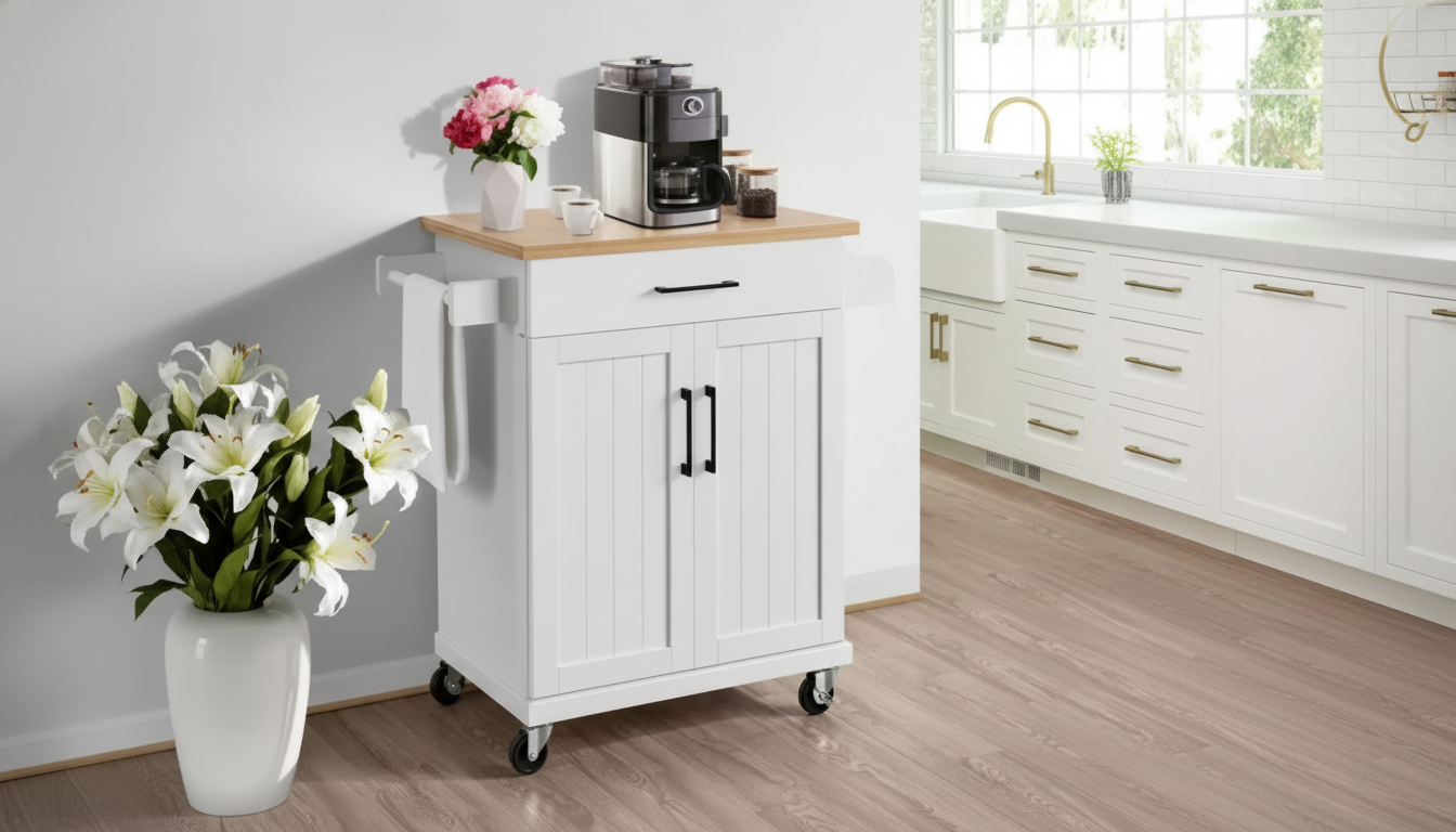 Kitchen Cart with Drawer Storage: Organize & Roll Anywhere
