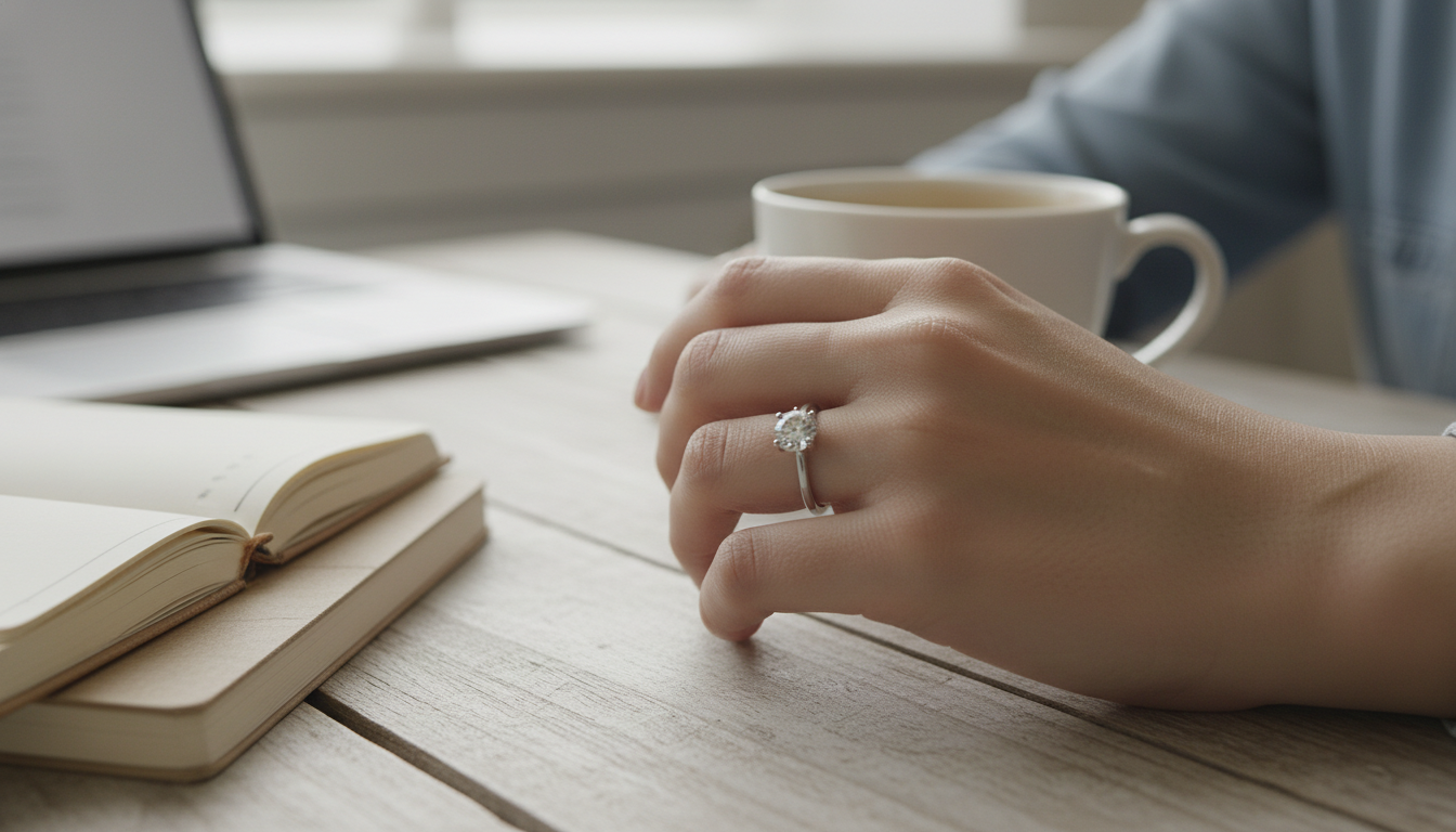 Minimal 0.1ct Moissanite Unisex Sterling Silver Ring