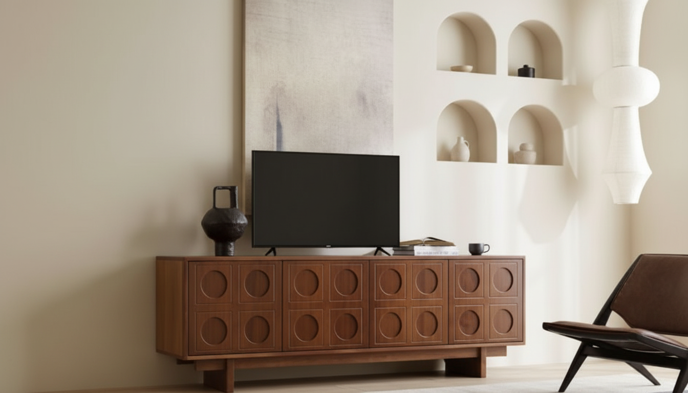 Retro Scandi Wooden TV Stand: Minimal Storage, Warm Style