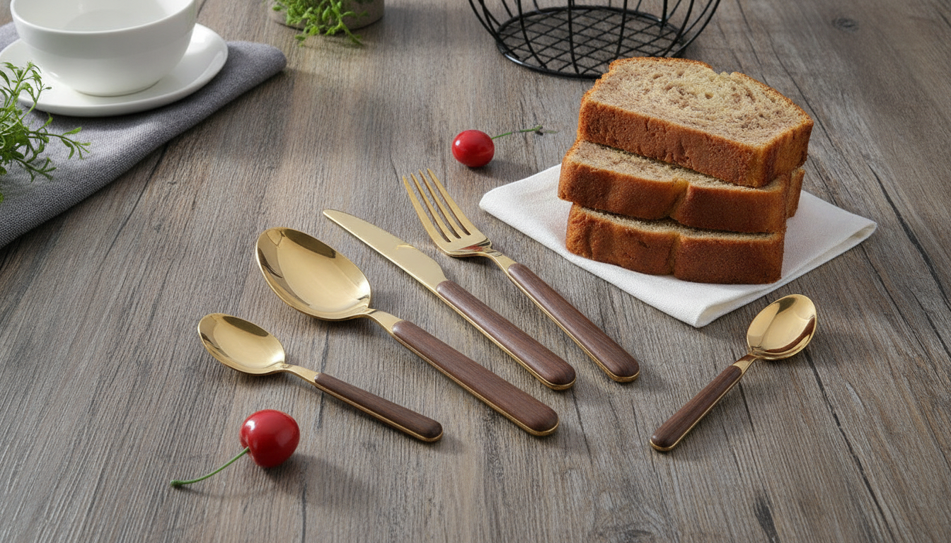 Wood-Look Handle Stainless Steel Cutlery Set (5-Piece)