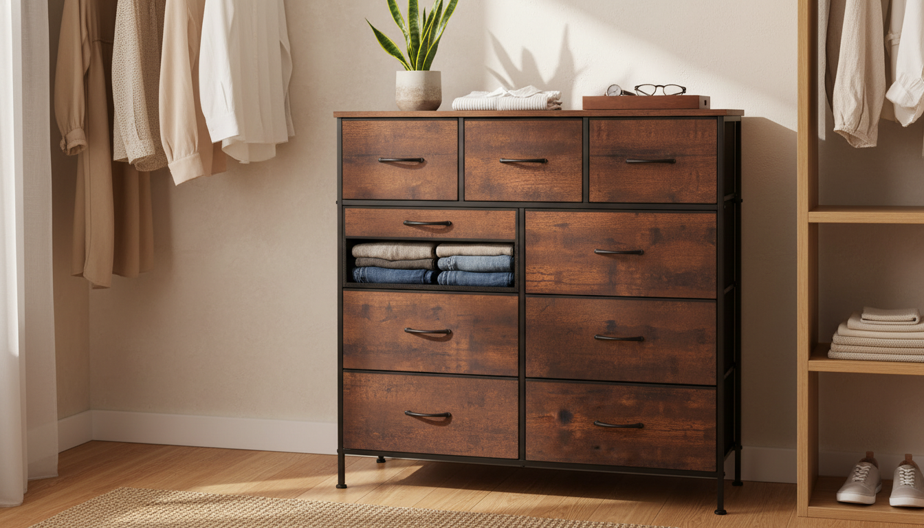 9-Drawer Fabric Dresser: Tall Storage for Bedroom Closets