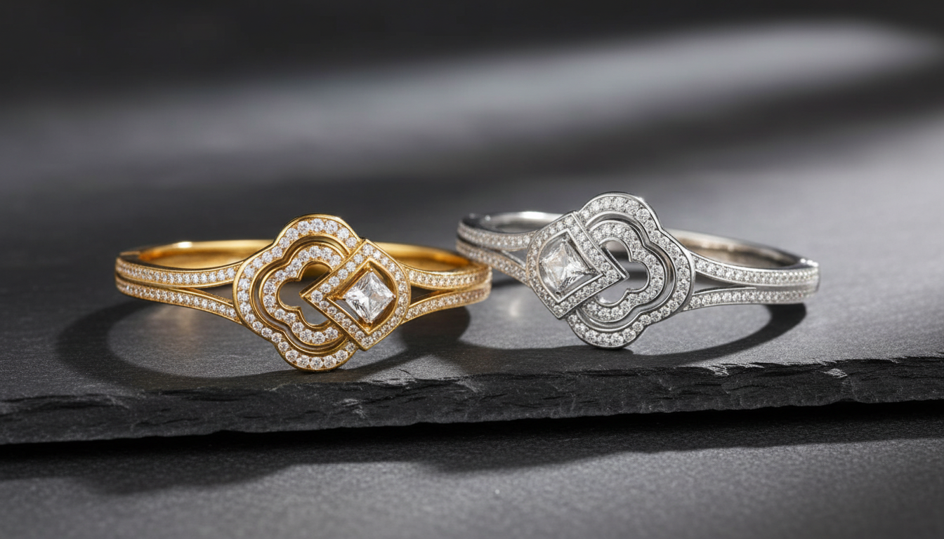 S925 Clover Moissanite Bangle: Unisex Hip Hop Shine