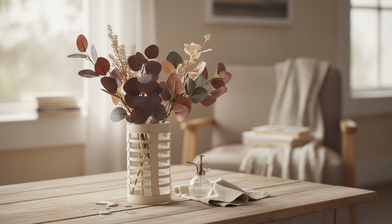 Glass Cylinder Vase with Leather Stripes: Style & Care