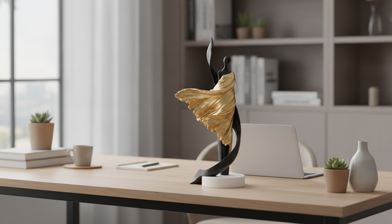 Modern Resin Dancing Woman Statue for Desk & Shelf Styling