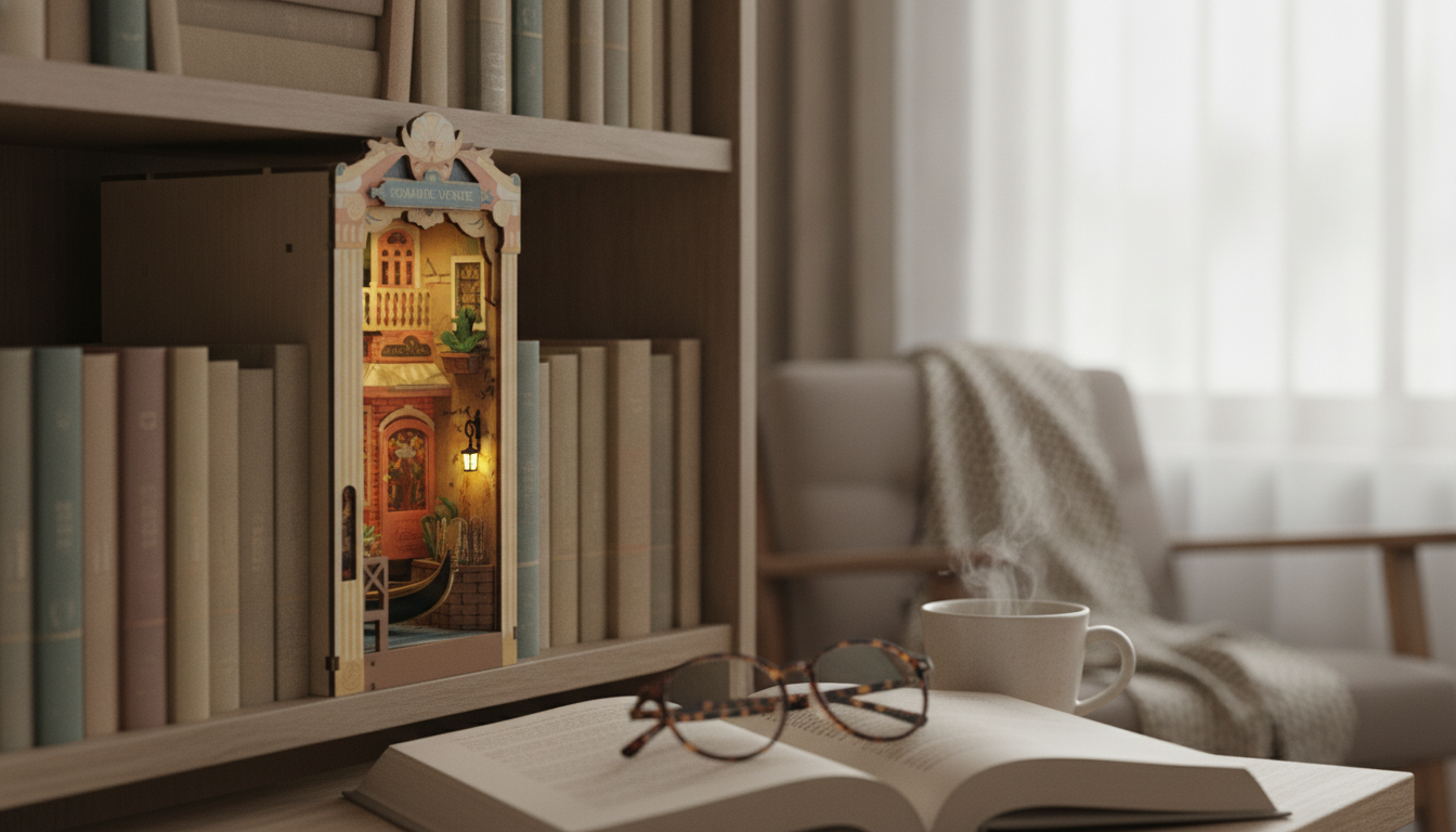 Romantic Venice Book Nook: DIY Shelf Insert for Cozy Decor