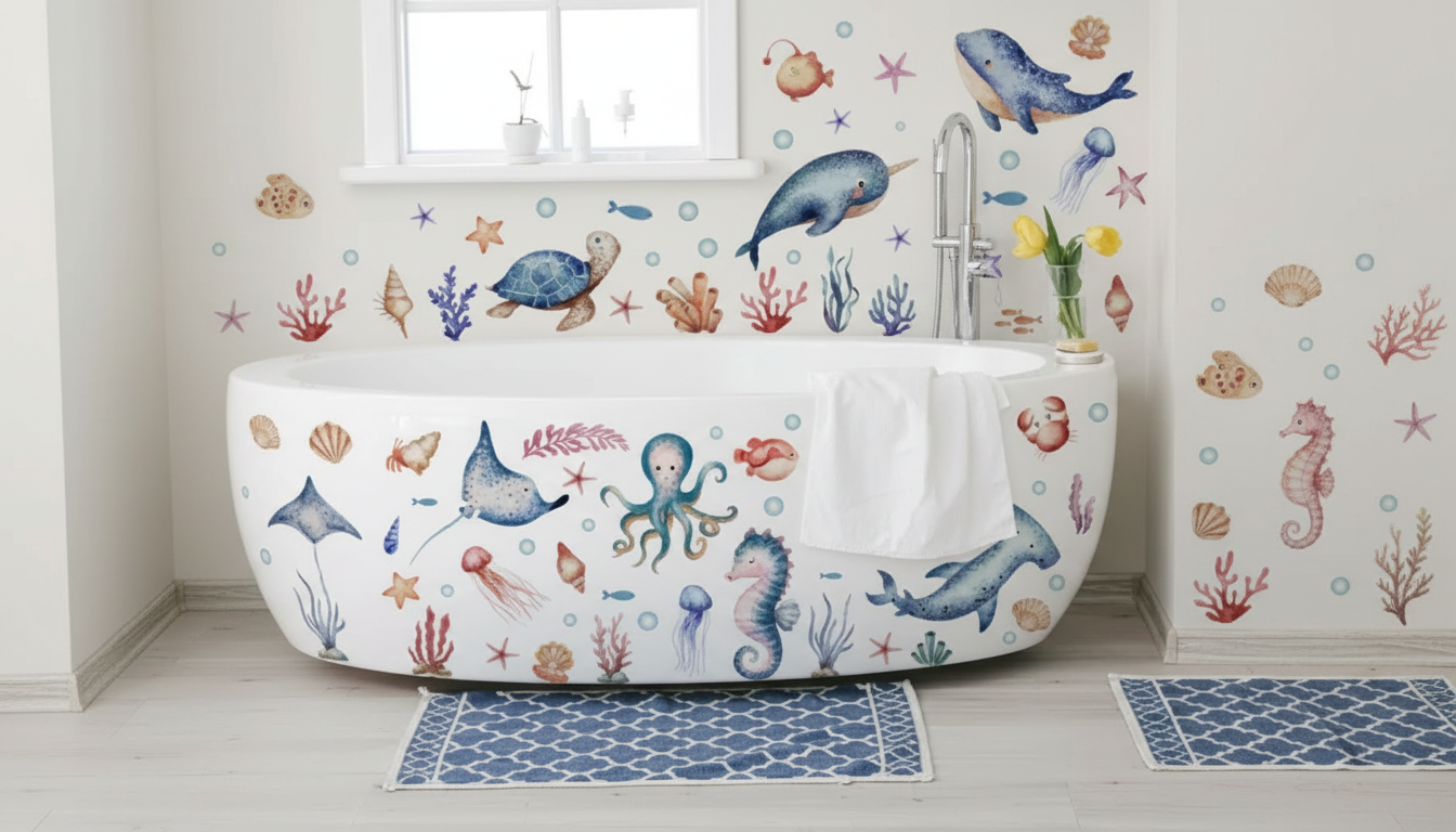 Sea Turtle & Seahorse Wall Stickers for Kids’ Spaces