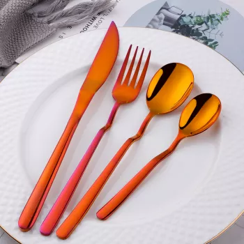 Rainbow Mirror Cutlery Set (4-Piece) for Travel & Home
